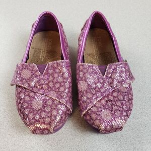 Toms Baby Purple Sequin Comfort Round Toe Flat Casual Slip‎ On Shoes Size 6